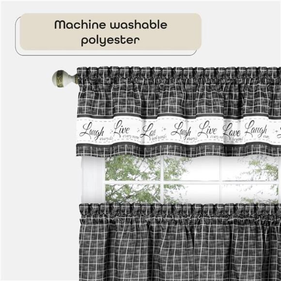 Tier and Valance Window Curtain Set - 58 Inch Width, 24 Inch Length - Picture 4 of 7